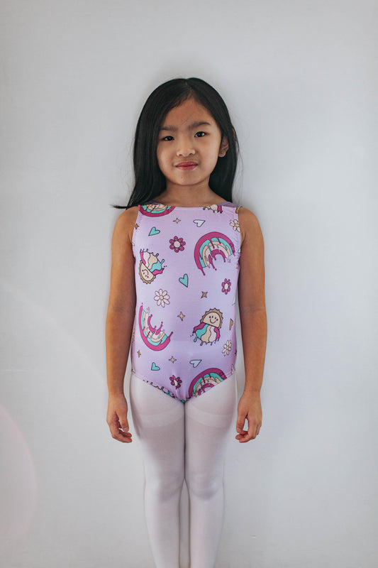 "Melty Rainbows" v-back leo, sleeveless