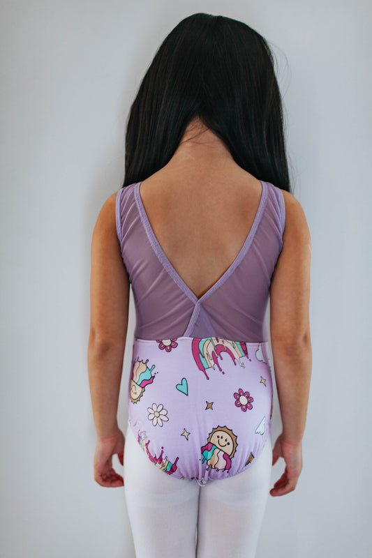 "Melty Rainbows" v-back leo, sleeveless