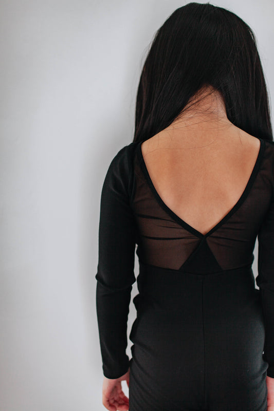 "Black" shorty leo, long-sleeved