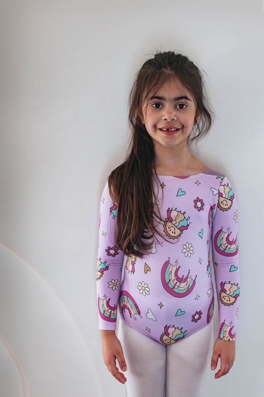 "Melty Rainbows" v-back-leo, long-sleeved