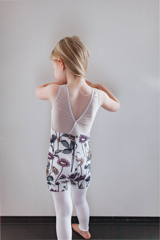 "Daisies & Dahlias" shorty leo, sleeveless