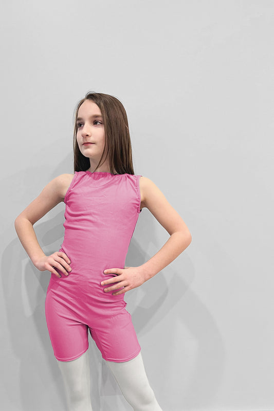 "Barbara Pink" shorty leo, sleeveless