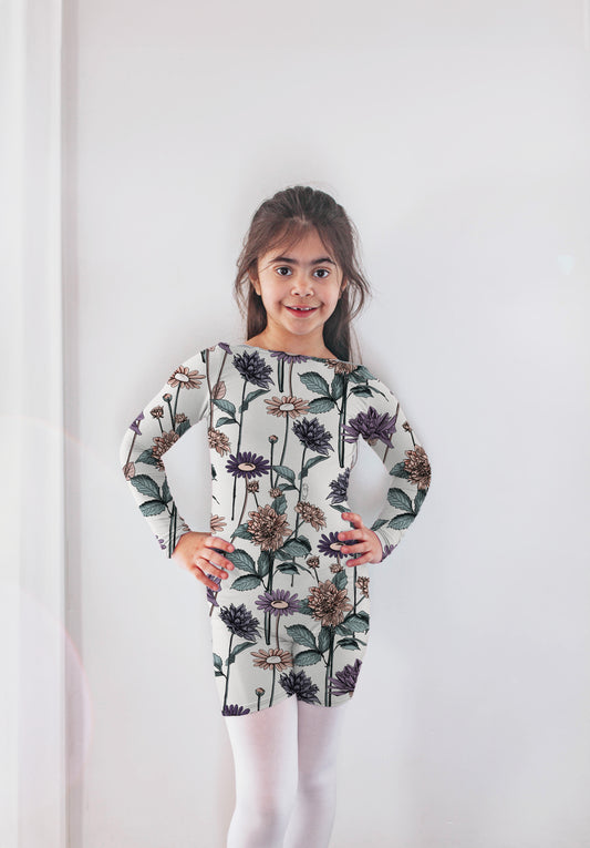 "Daisies & Dahlias" shorty leo, long-sleeved