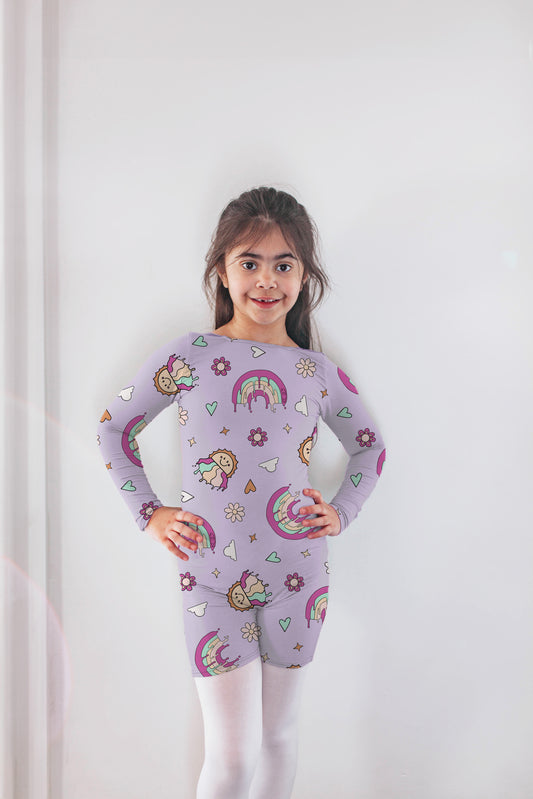 "Melty Rainbows" shorty leo, long-sleeved