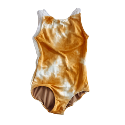 'creamsicle' v-back leo with 'sheer white' colour