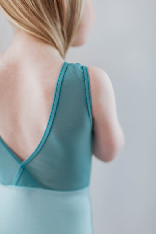 "Light Cyan" shorty leo, sleeveless