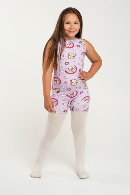 "Melty Rainbows" bamboo shorty leo, sleeveless