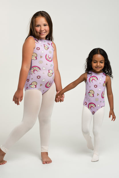 "Melty Rainbows" bamboo v-back leo, sleeveless