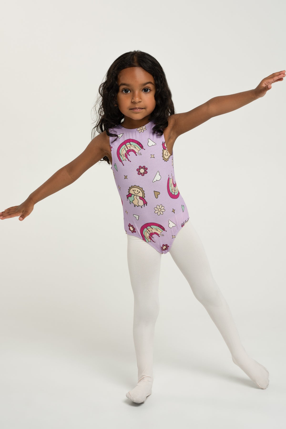 "Melty Rainbows" bamboo v-back leo, sleeveless