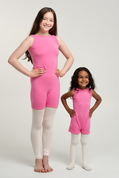 "Barbara Pink" bamboo shorty leo, sleeveless