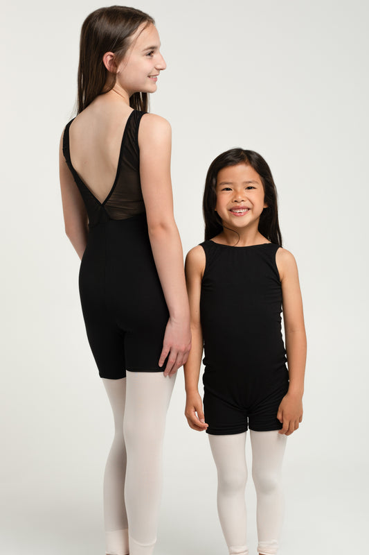 "Black" bamboo shorty leo, sleeveless